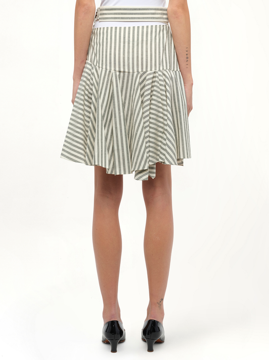 Stripe Skater Skirt in White