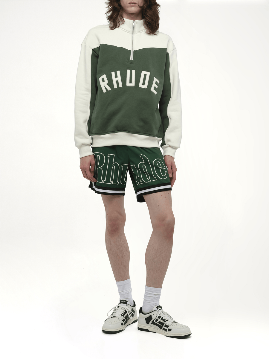 Rhude Rhude Monaco Half-Zip Sweatshirt in Hunter Green/Cream