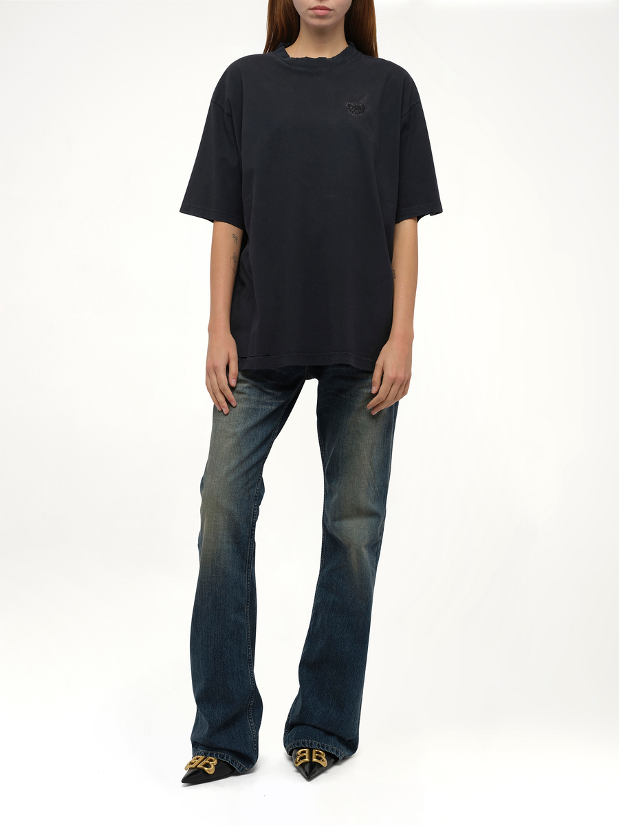Balenciaga Nail Polish Medium Fit T-Shirt in Faded Washed Black