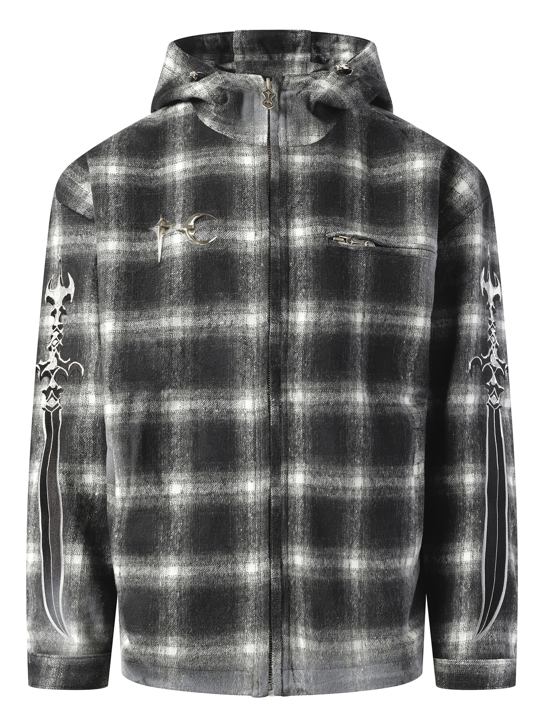 Thug Club Arab Sword Flannel Zip-up Jacket in Black