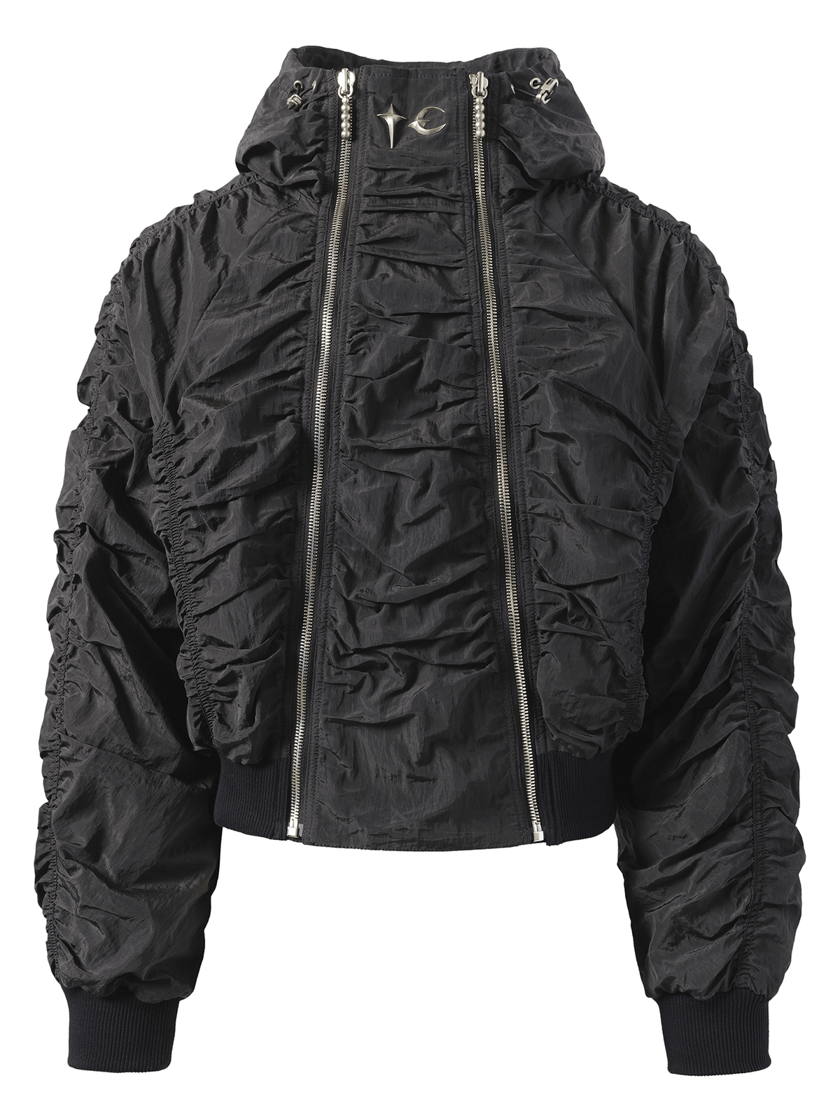 THUG CLUBブラックDouble Flying Bio ボンバージャケット THUG CLUB Scarred Double Flying Bio Jacket in Black | MARAIS — MARAIS