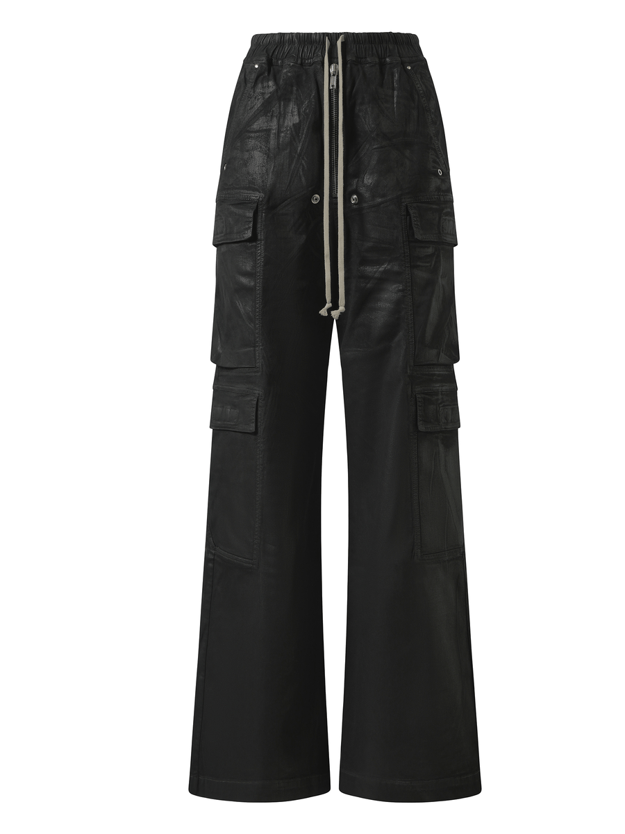 Rick Owens Drkshdw Denim Double Cargo Jumbo Belas in Black