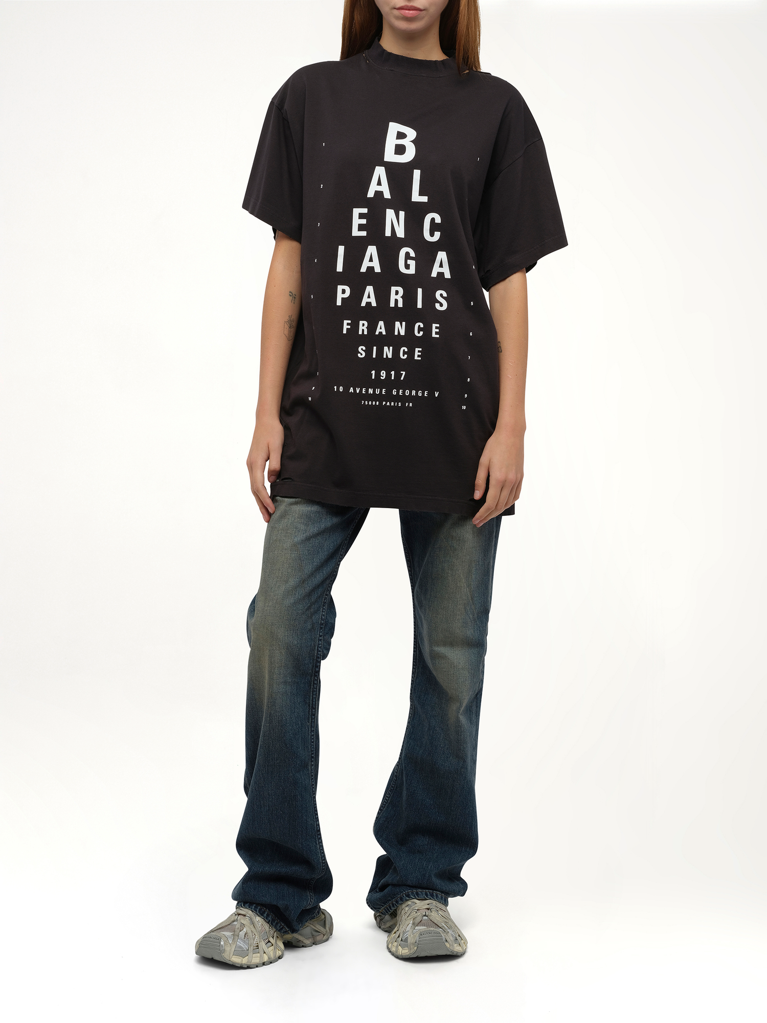 Balenciaga Eye-Test Oversized T-Shirt in Washed Black/White