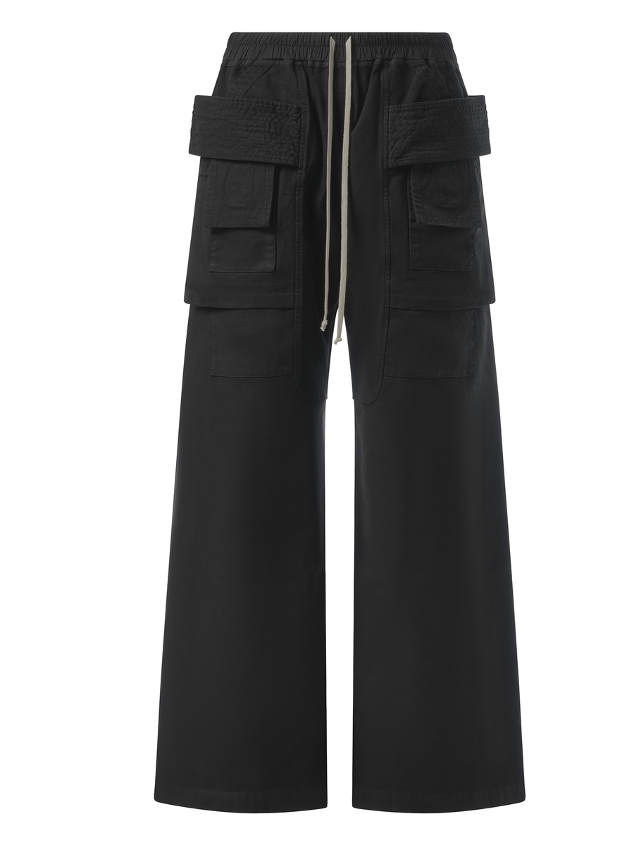 Rick Owens Drkshdw Cotton Canvas Creatch Wide Cargo Drawstring in Black