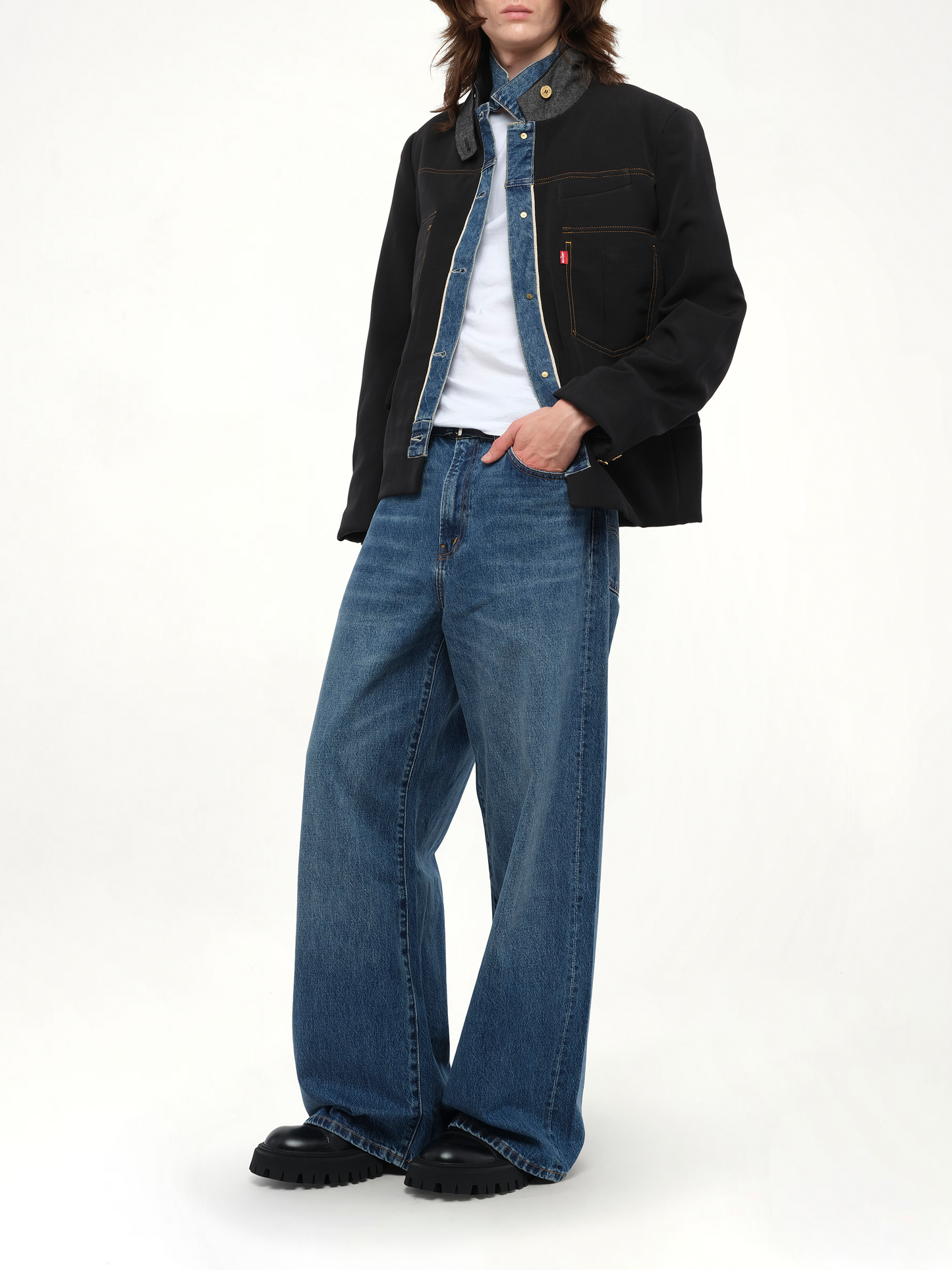 Levi's Denim x MatelasseTwill Reversible Blouson in Black/Blue