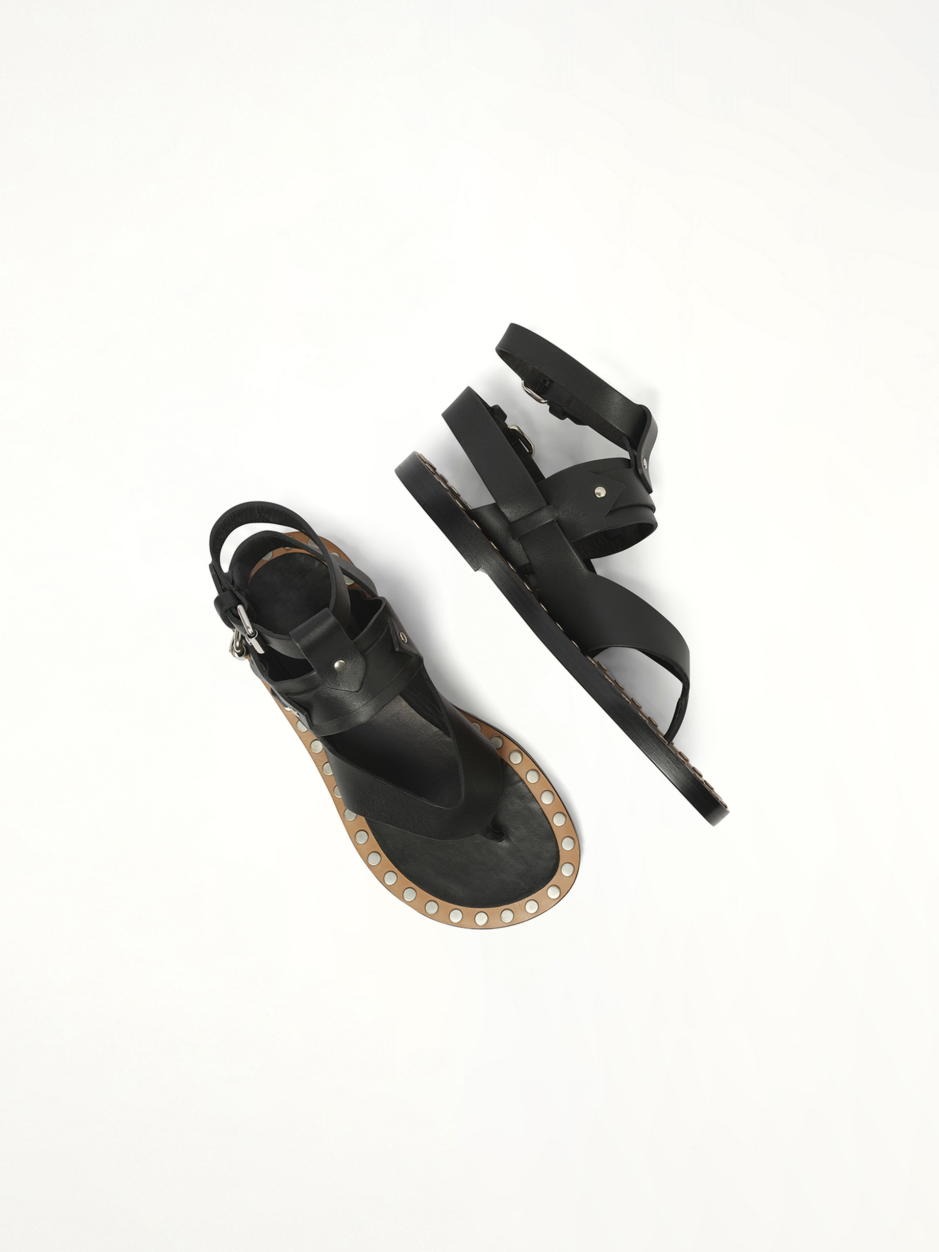 Justy Sandals in Black Top View | ISABEL MARANT