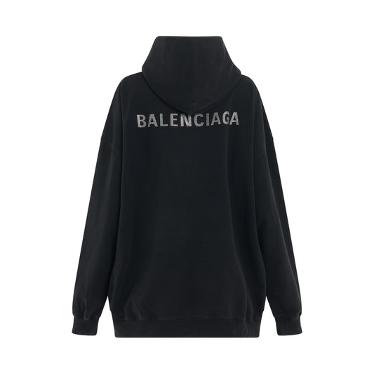 Back Logo Oversized Hoodie in Black/Silver