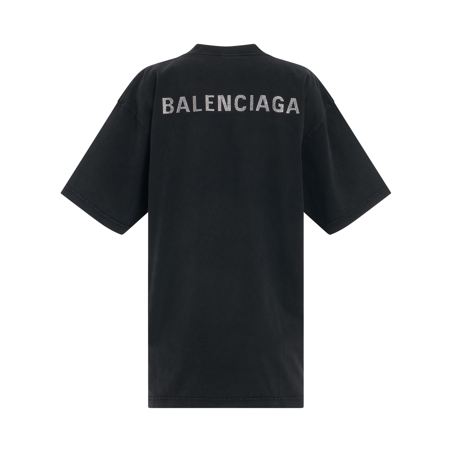 Back logo Rhinestones Oversized T-Shirt in Black