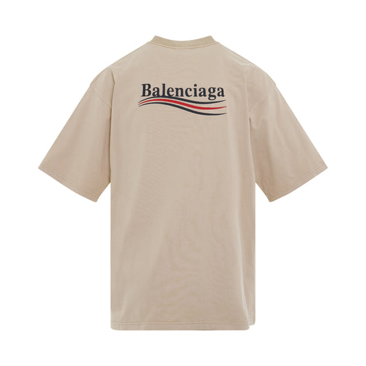 Political Campaign Oversized T-Shirt in Light Beige/Black