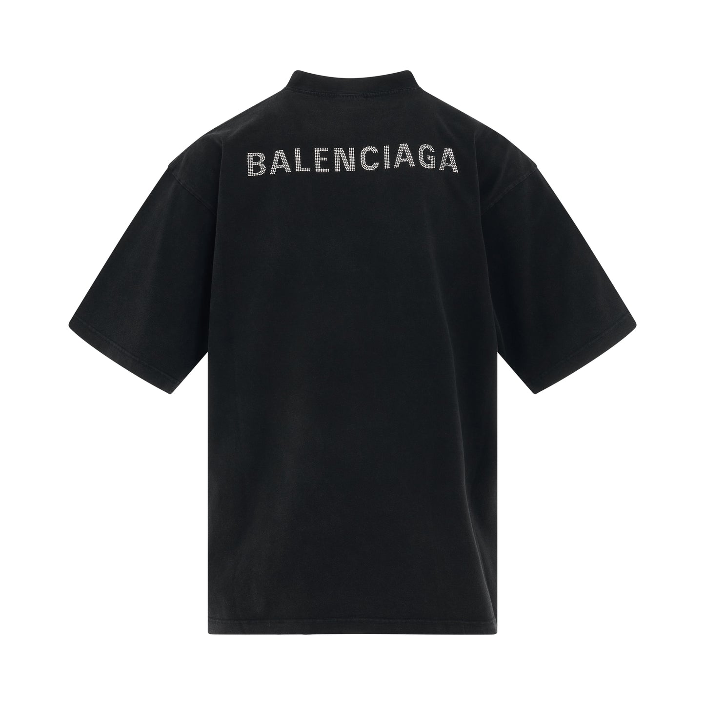 Back Logo Strass Oversized T-Shirt in Black/Silver