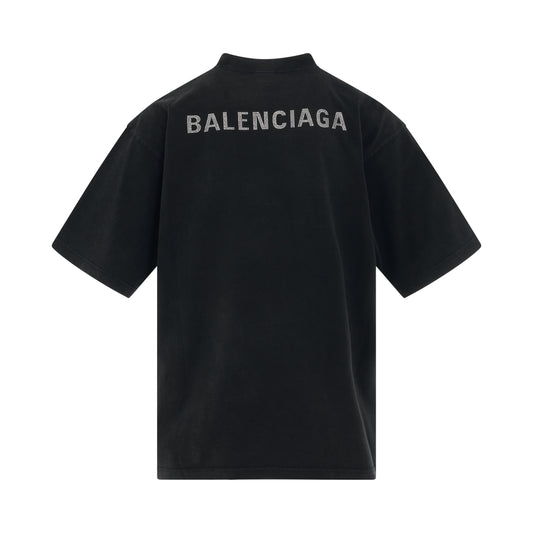 Back Logo Strass Oversized T-Shirt in Black/Silver