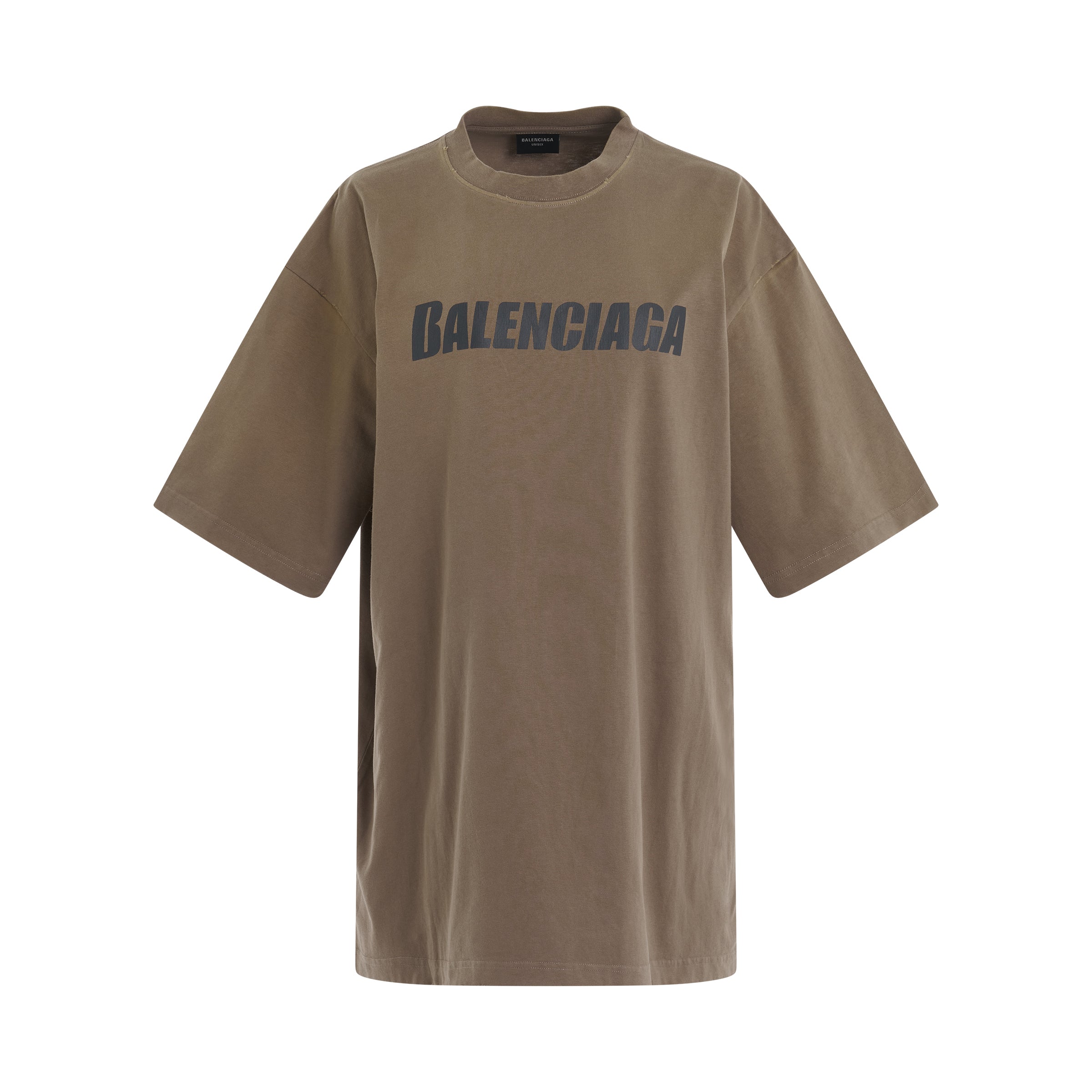 Caps Logo Boxy T-Shirt in Taupe/Black