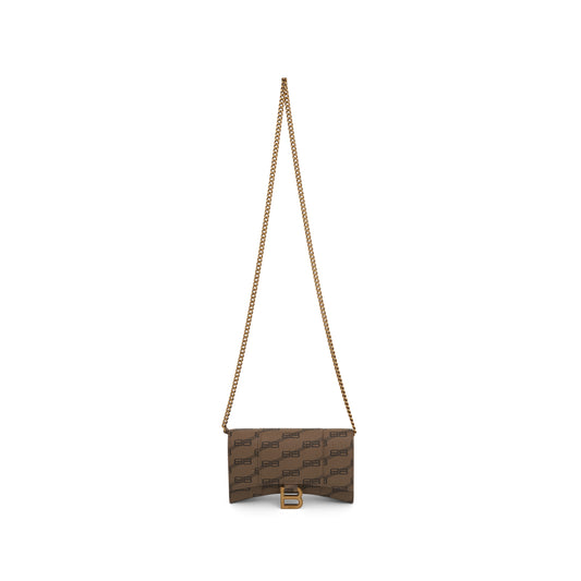 Hourglass Wallet On Chain in Beige/Brown