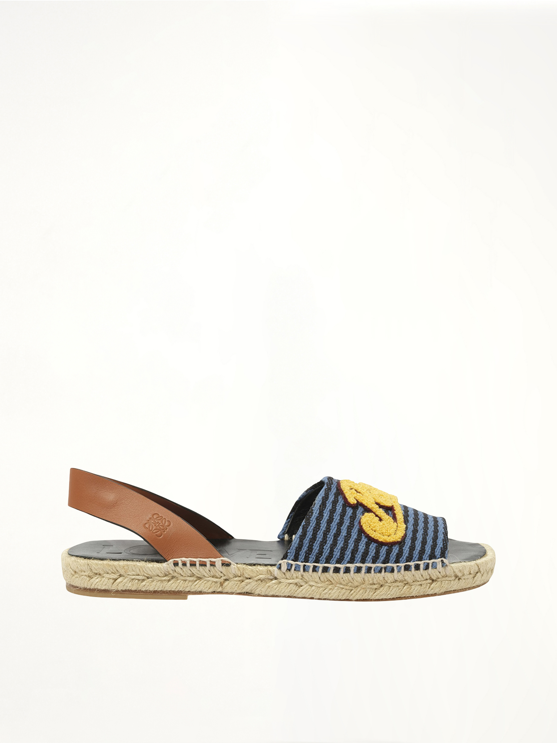 Loewe x Paula Stripe Espadrille in Navy Side View | LOEWE