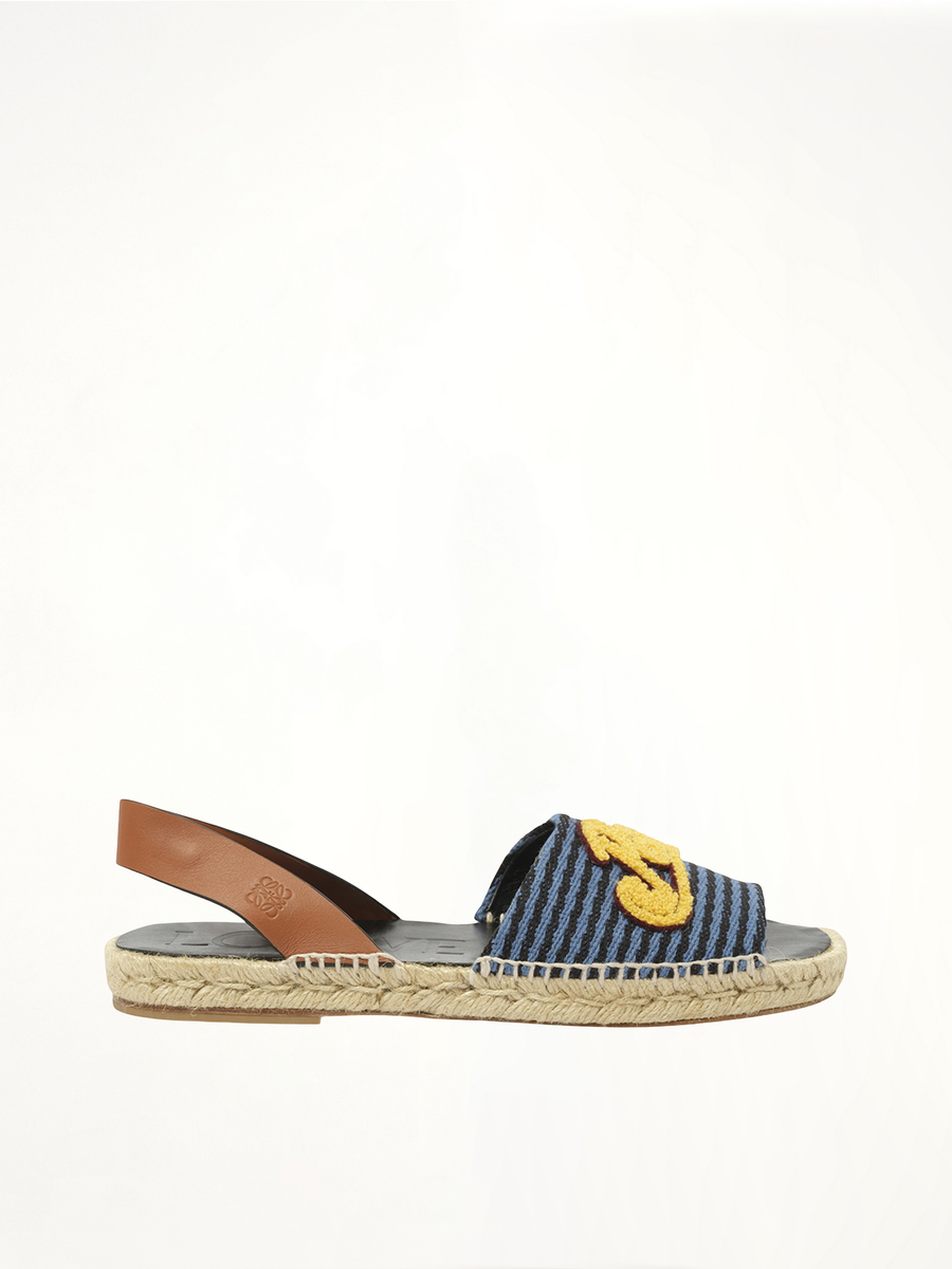 Loewe x Paula Stripe Espadrille in Navy Side View | LOEWE