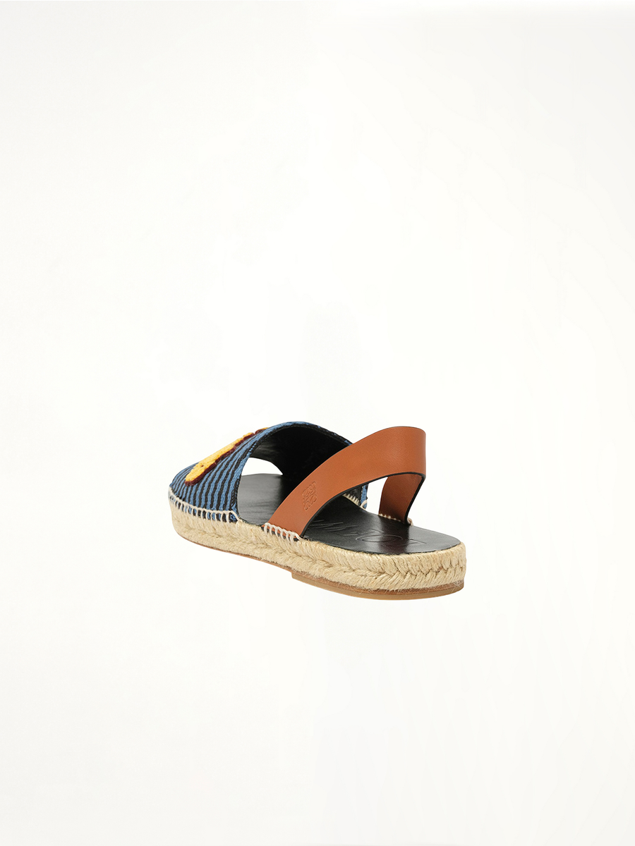 Loewe x Paula Stripe Espadrille in Navy Back View | LOEWE