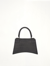 Hourglass Small Croco Embossed Bag in Dark Grey