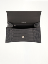 Hourglass Small Croco Embossed Bag in Dark Grey