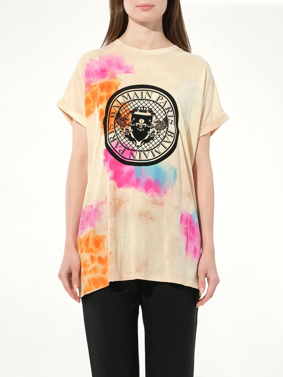 Tie-Dye Crest T-Shirt in Multicolor