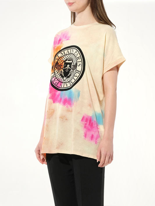 Tie-Dye Crest T-Shirt in Multicolor