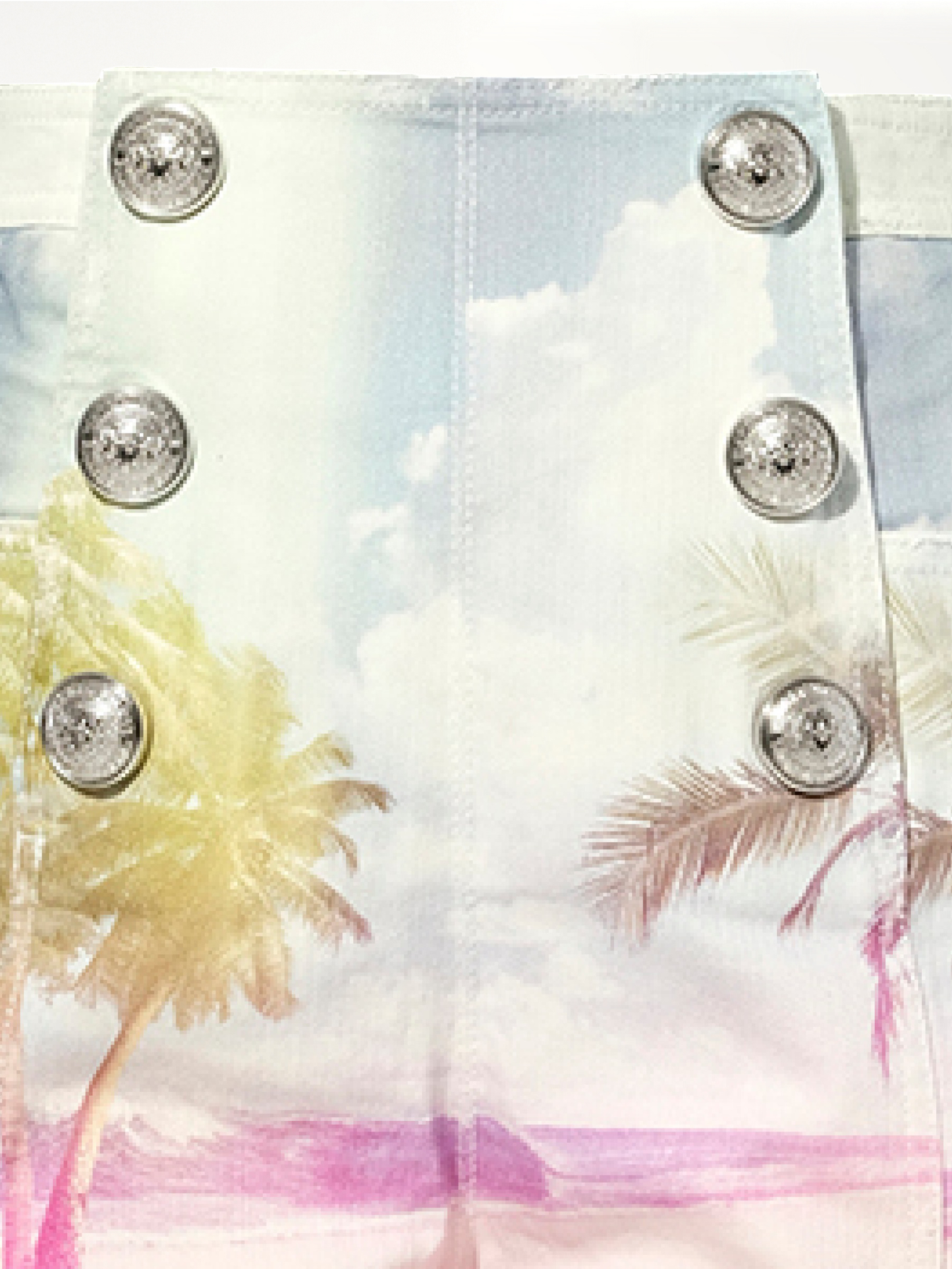 Print Denim Shorts in Multicolor