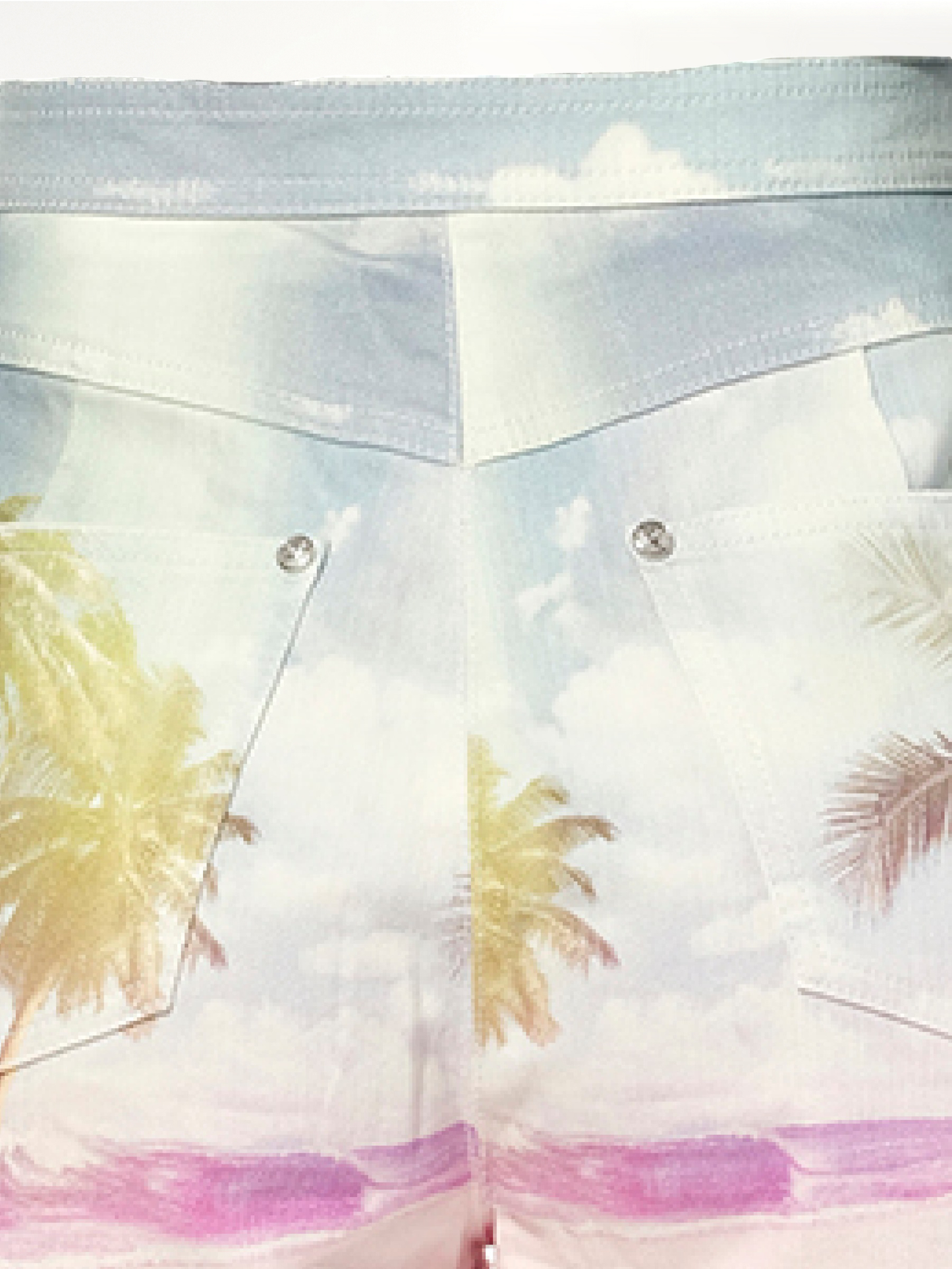 Print Denim Shorts in Multicolor