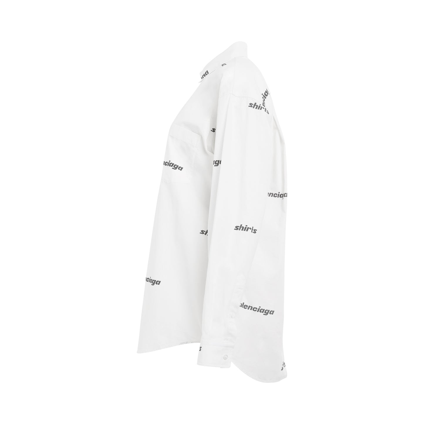 Allover Logo Oversized Shirt in White/Black