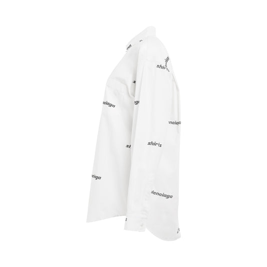 Allover Logo Oversized Shirt in White/Black