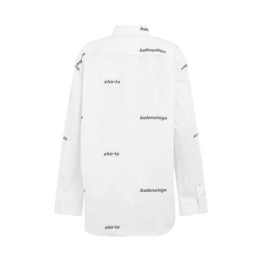 Allover Logo Oversized Shirt in White/Black