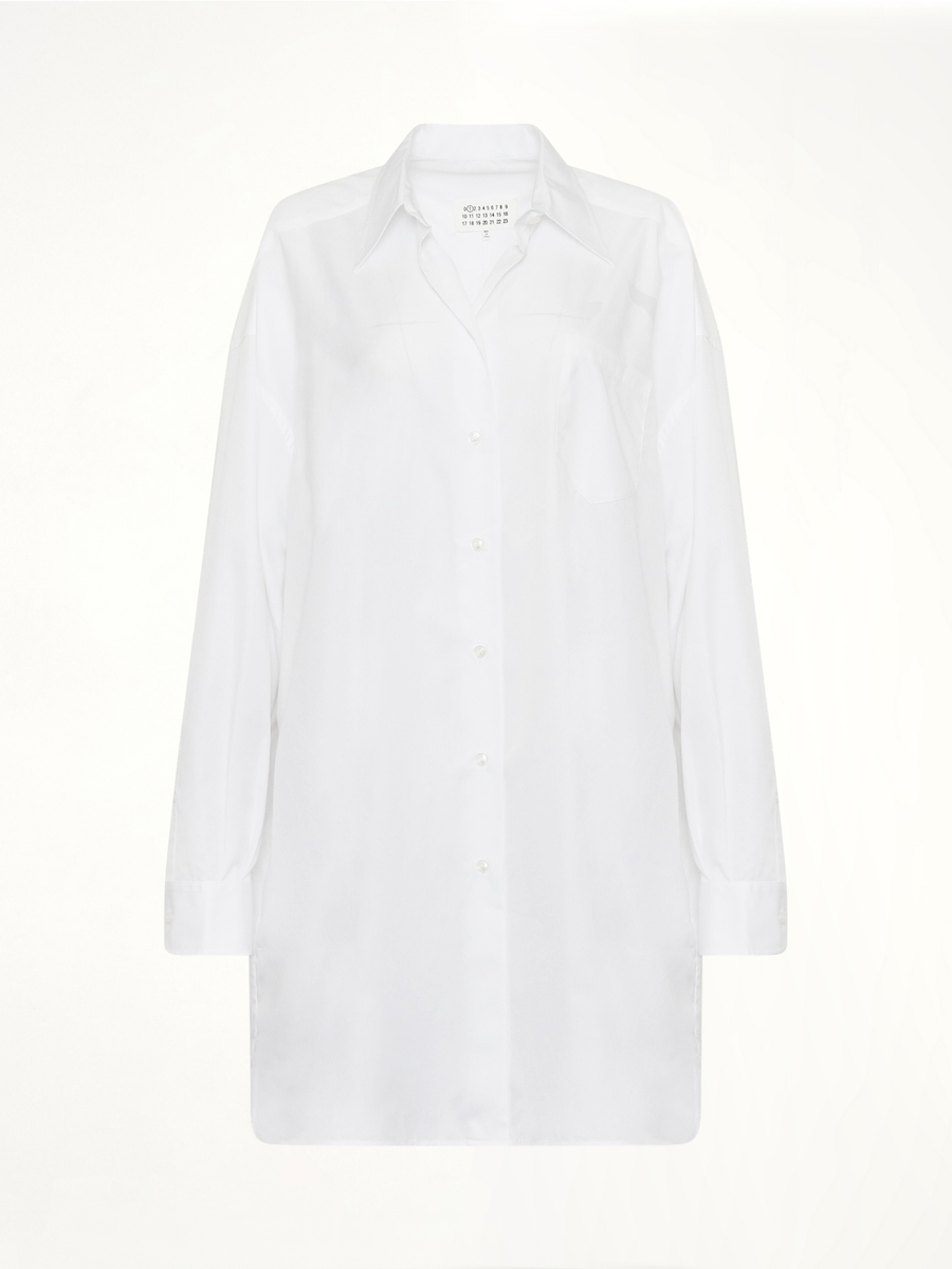 Oversize Cotton Shirt Dress in White