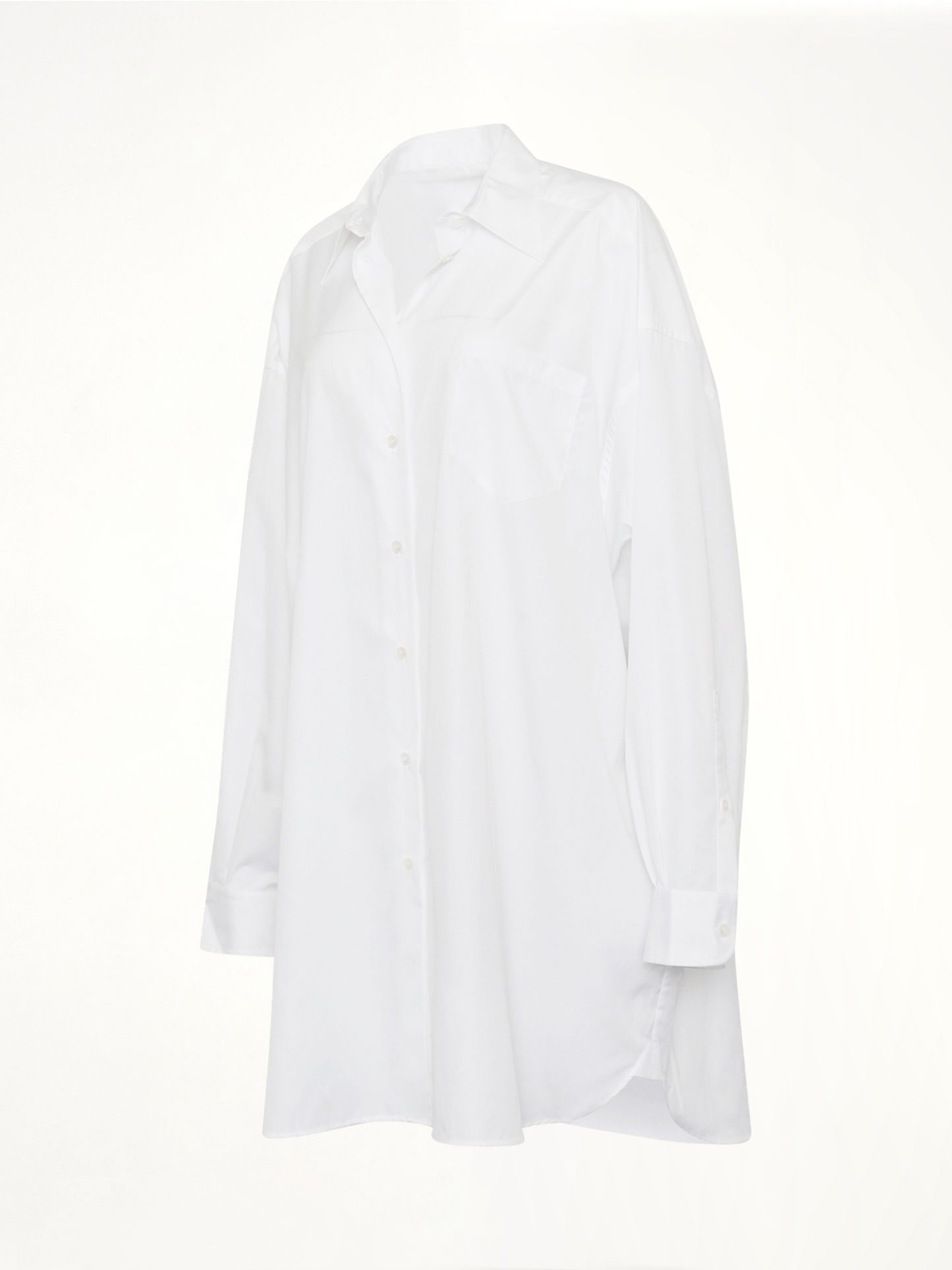 Oversize Cotton Shirt Dress in White