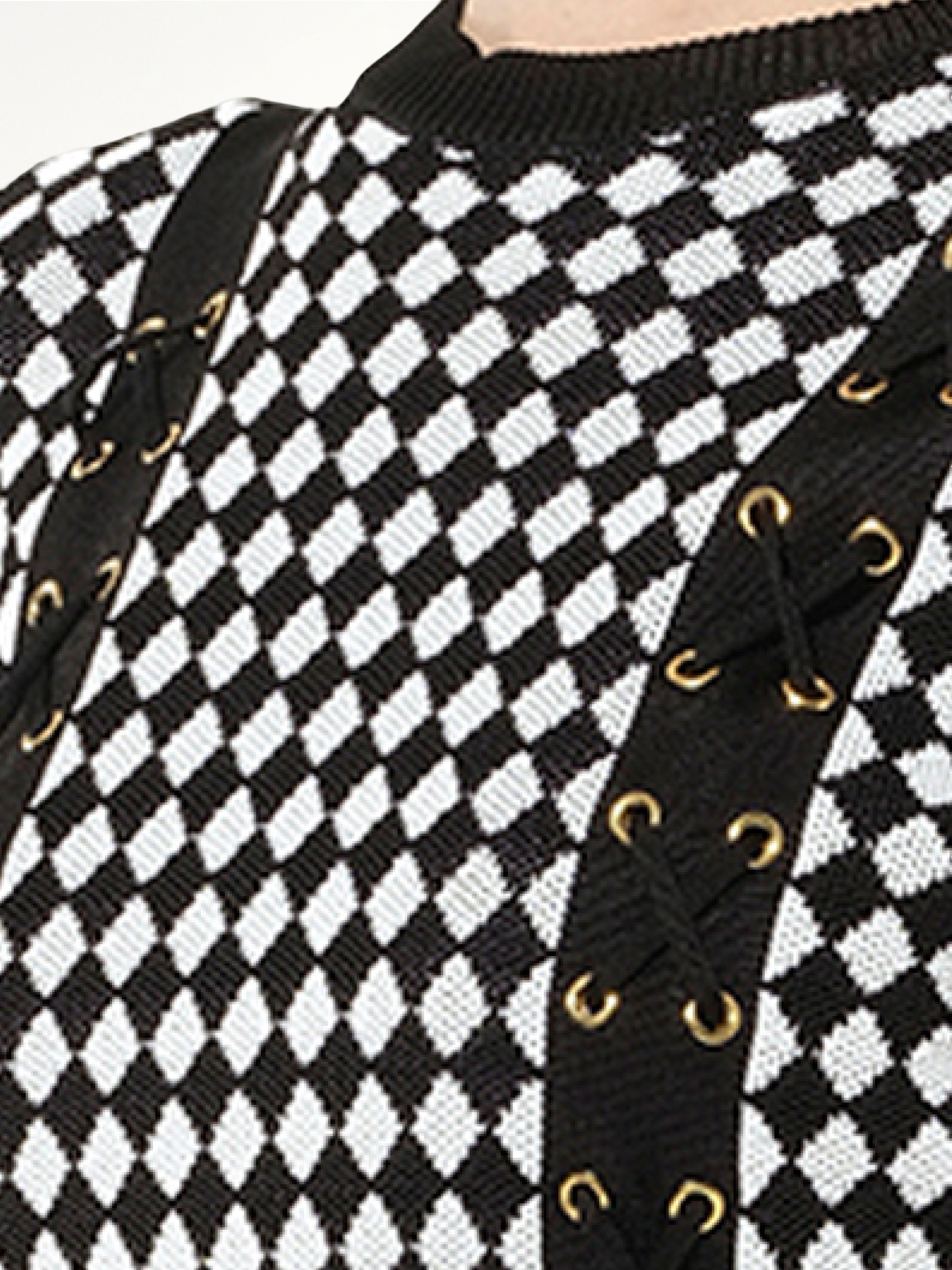 Maille Knit Dress in Black/White Check