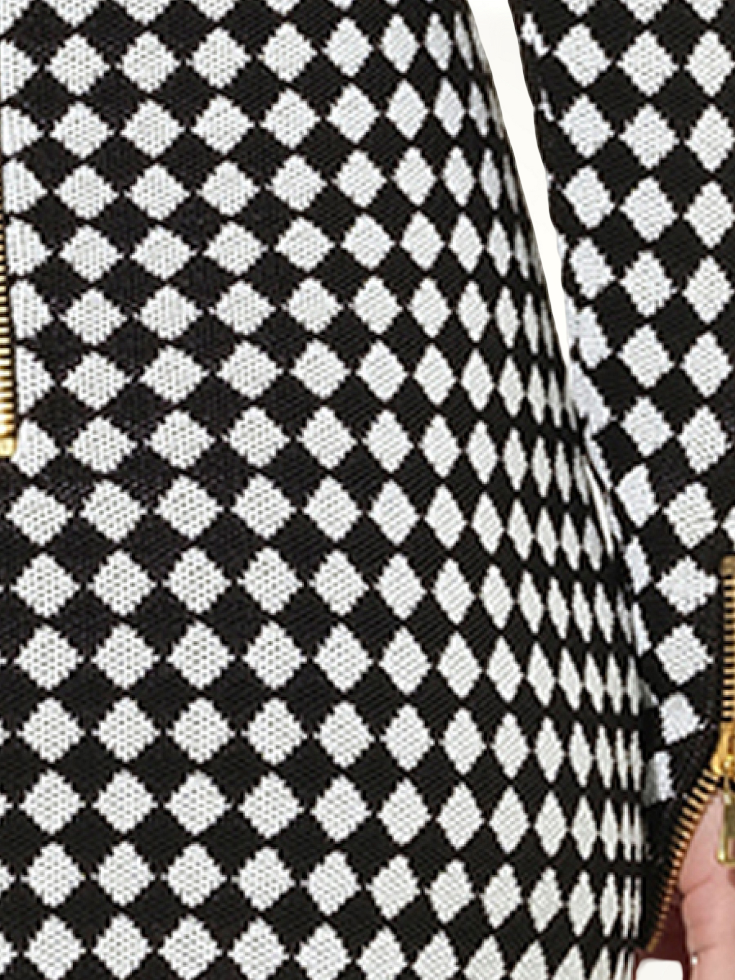 Maille Knit Dress in Black/White Check