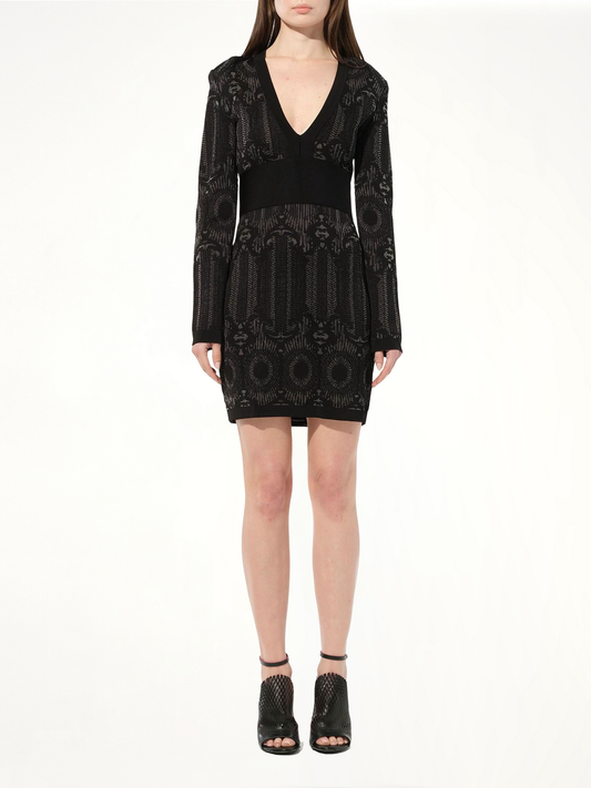 Maille Knit Dress in Black/Silver