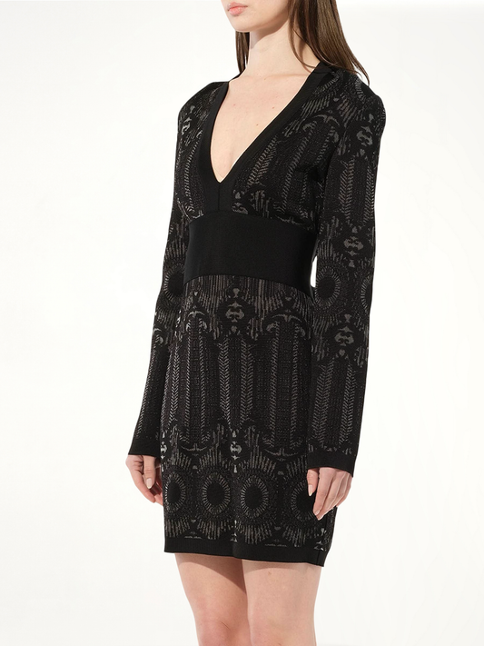 Maille Knit Dress in Black/Silver
