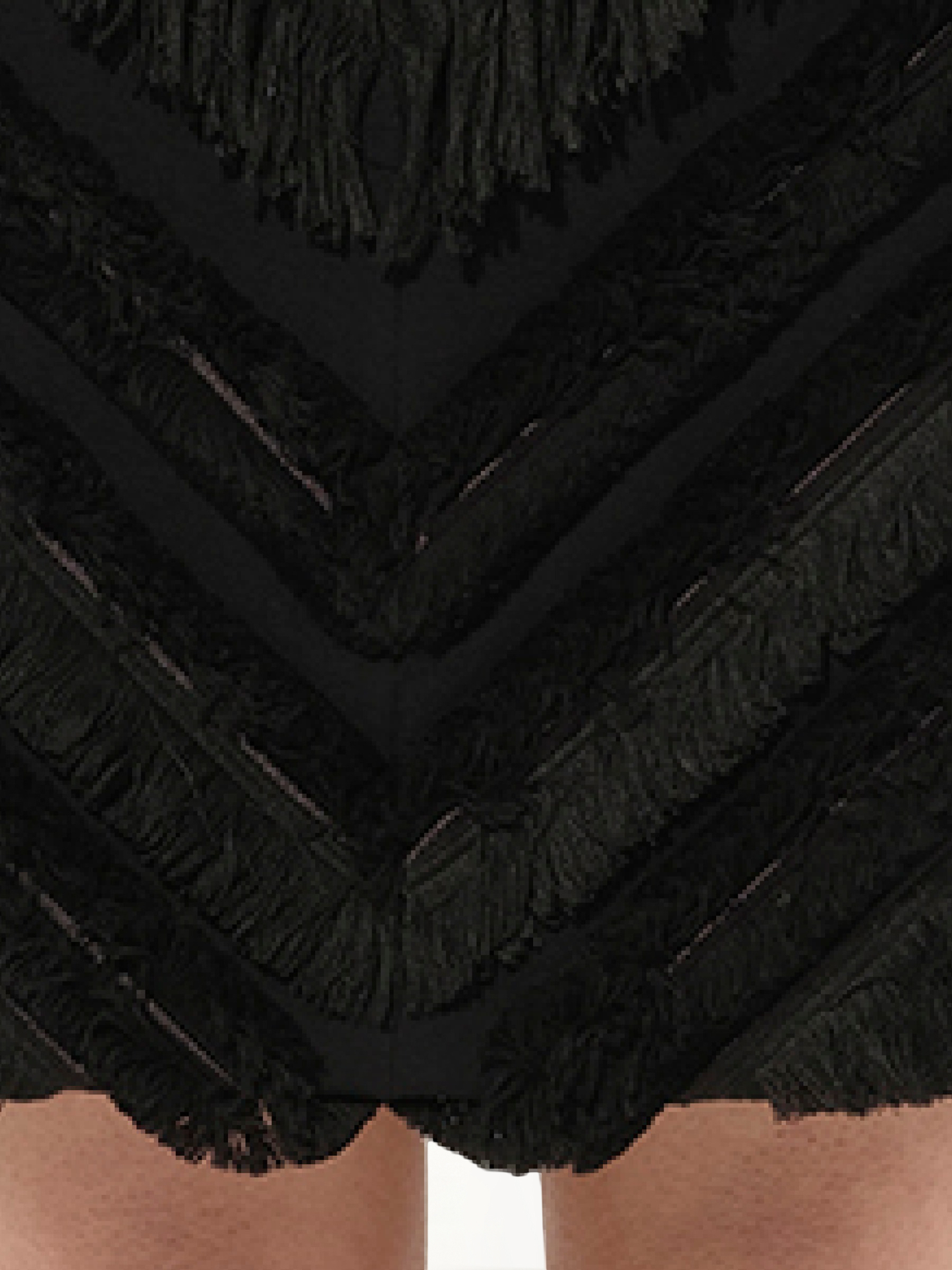 Chevron Fringed Mini Skirts in Black
