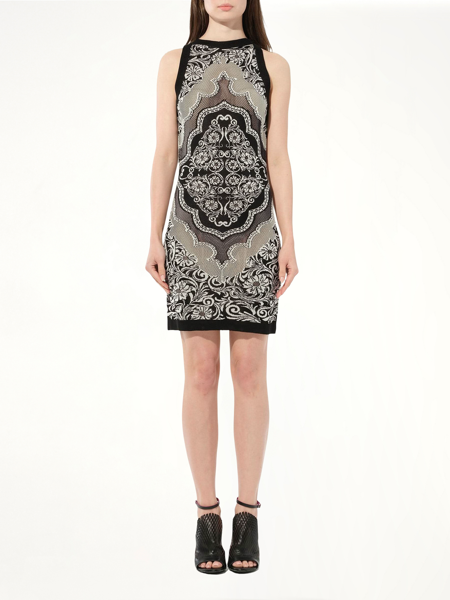 Knit Dress Const in Black/White