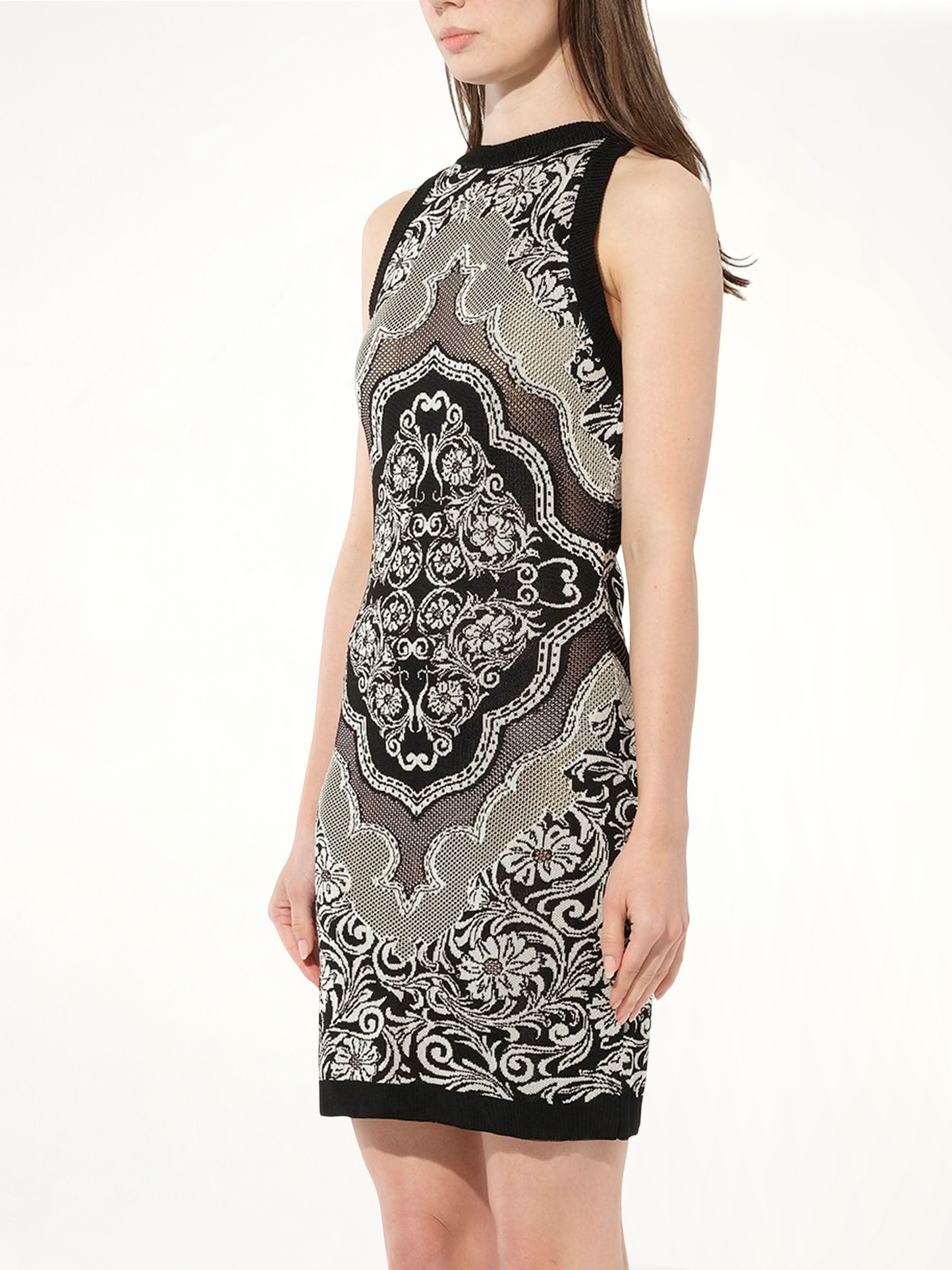 Knit Dress Const in Black/White