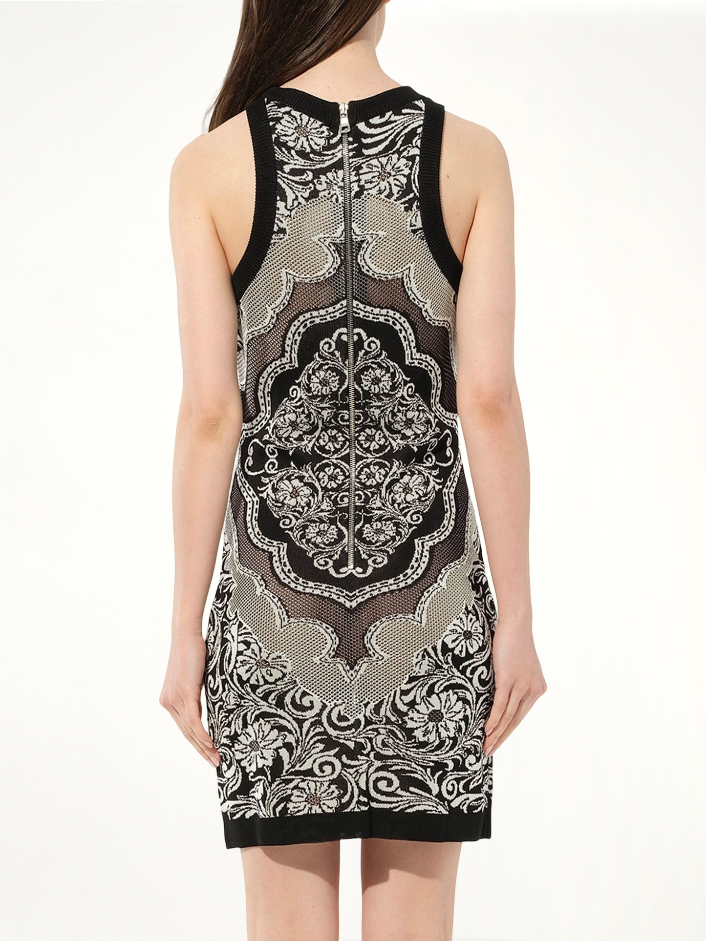 Knit Dress Const in Black/White