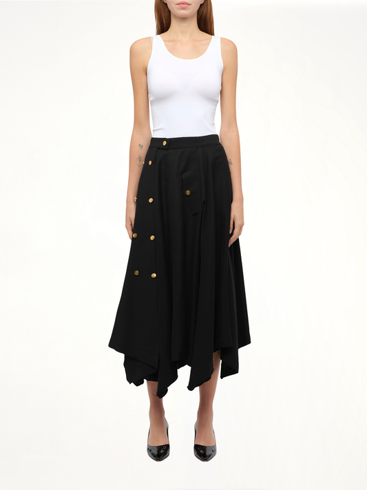 Gold Button Skirt in Black