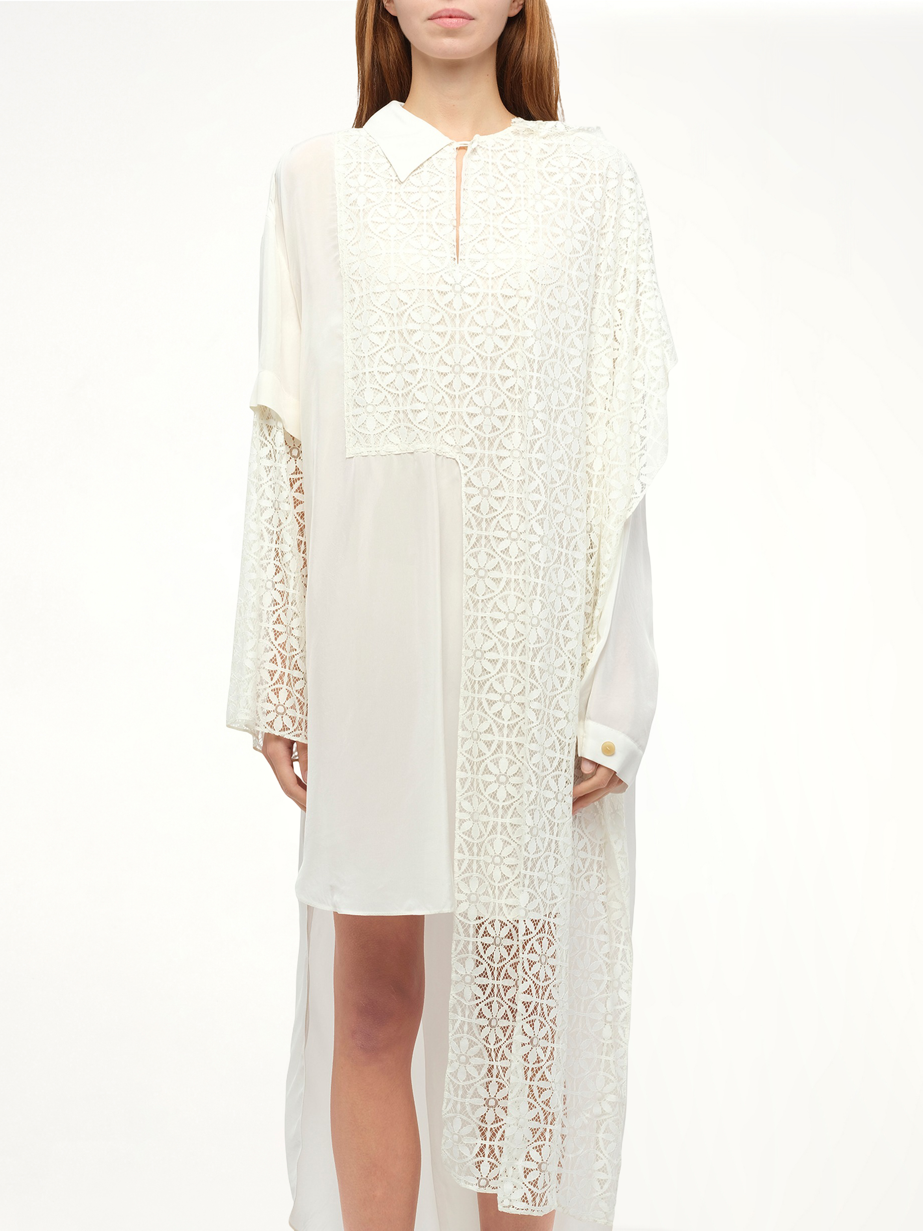Lace Shirtdress in White