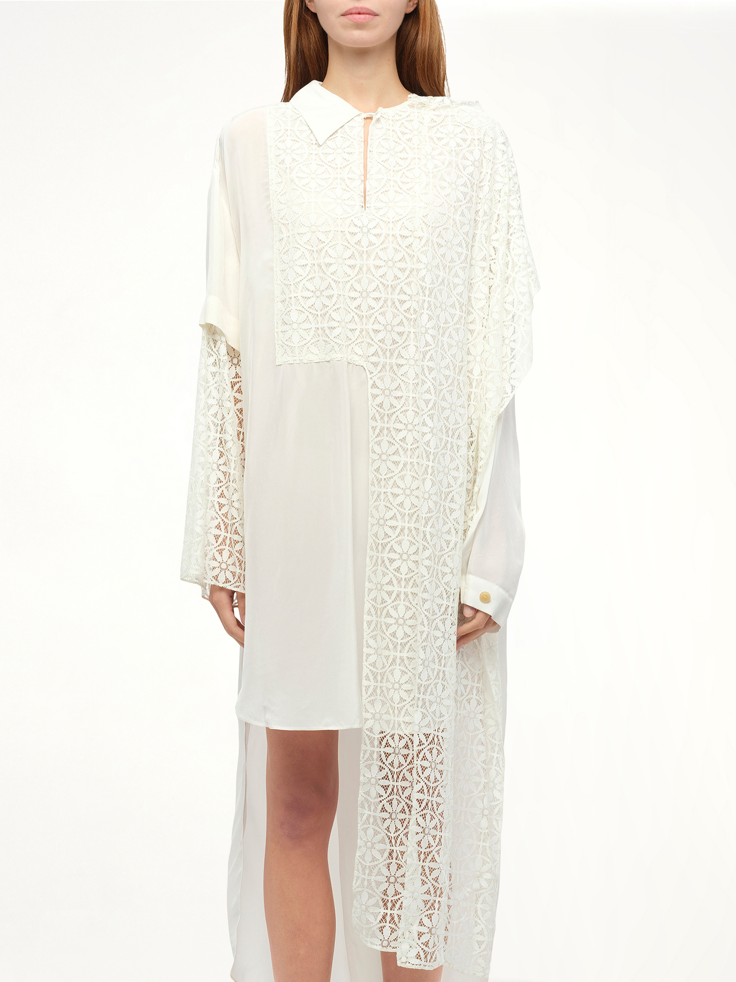 Lace Shirtdress in White