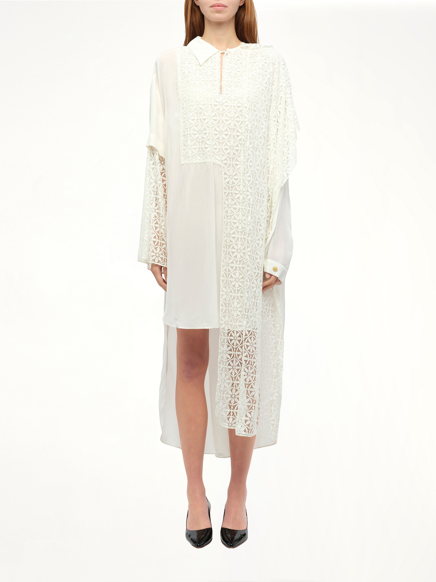 Lace Shirtdress in White