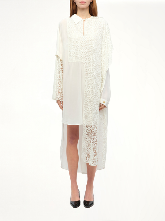 Lace Shirtdress in White