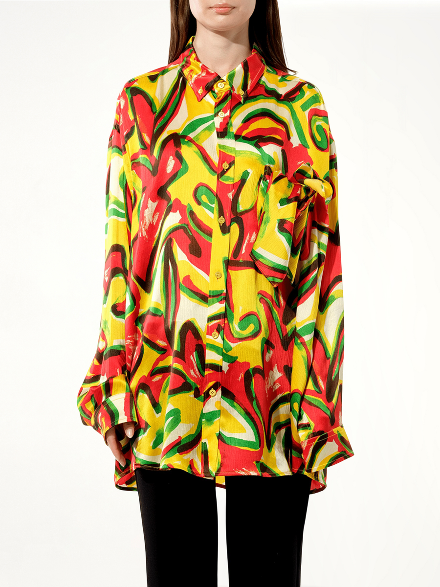 Scarf Flower Shirt in Red