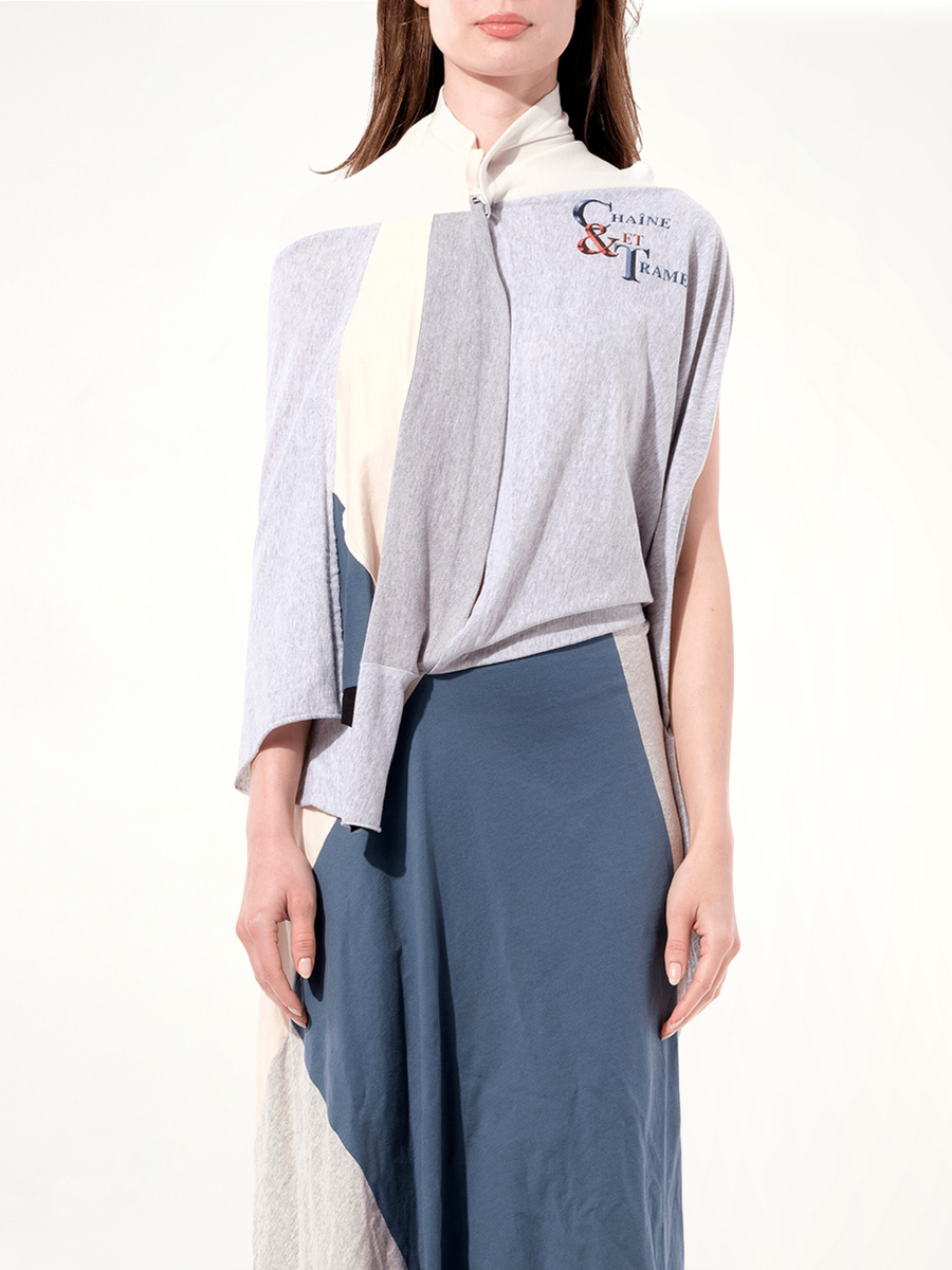 Asymmetric Dress in Ecru