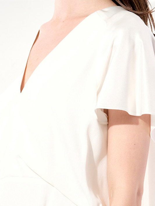 Breezy Romantic Short Sleeve Dress in White