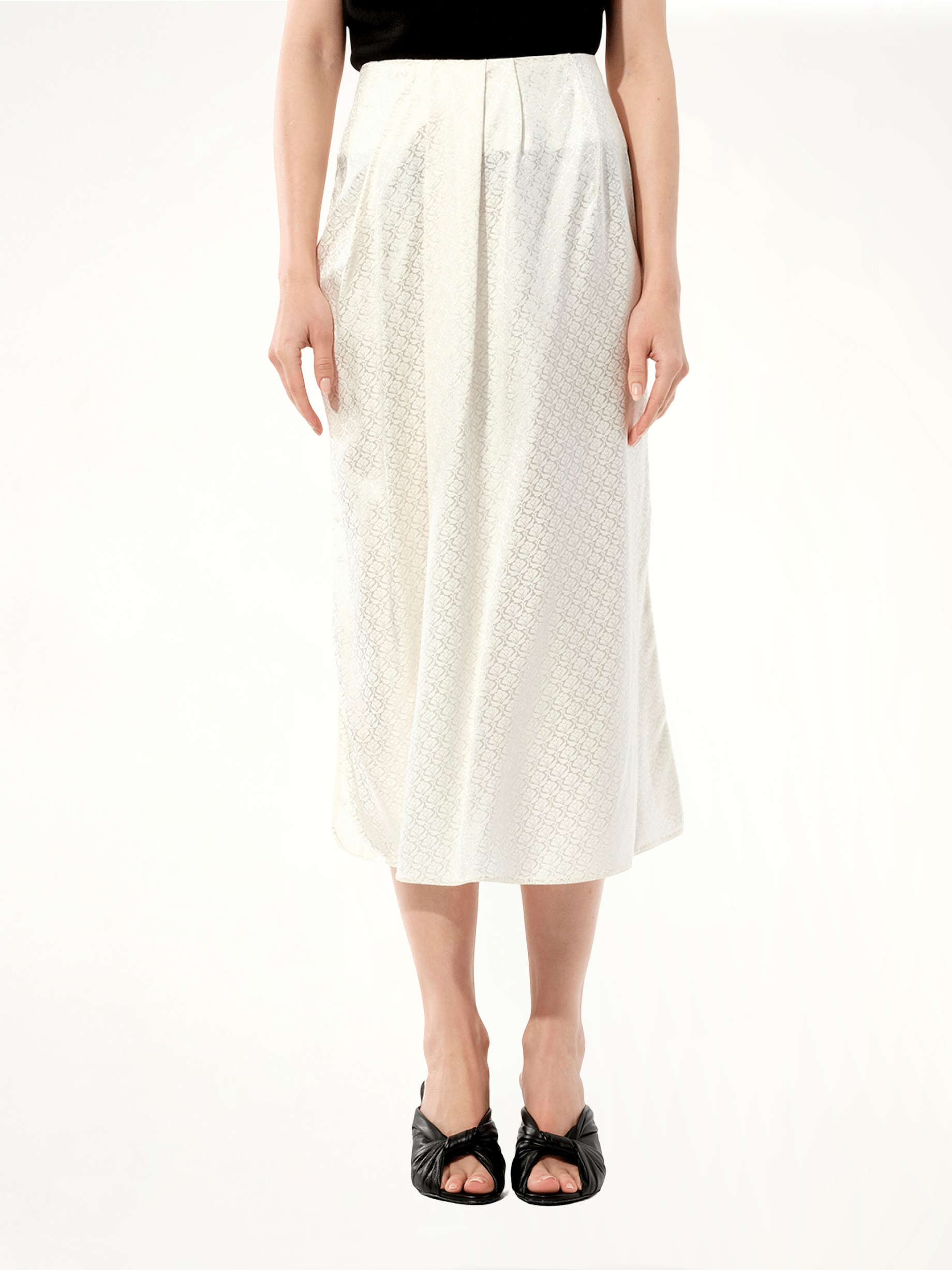 Mix Satin Skirt in White