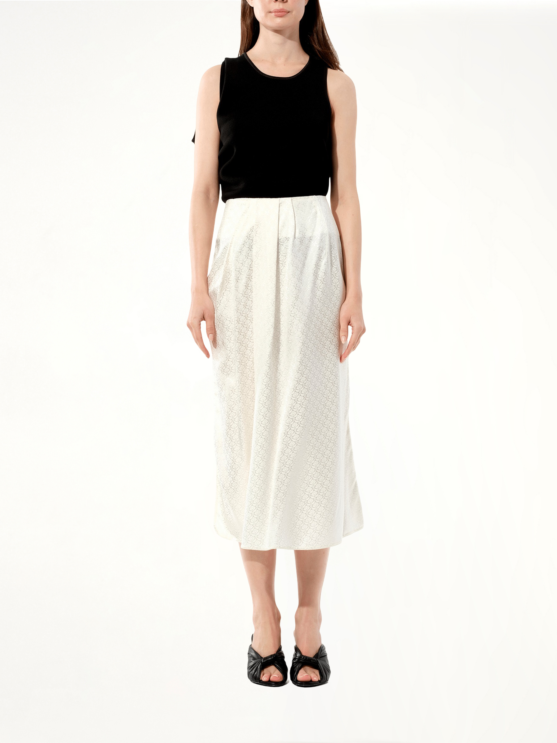 Mix Satin Skirt in White