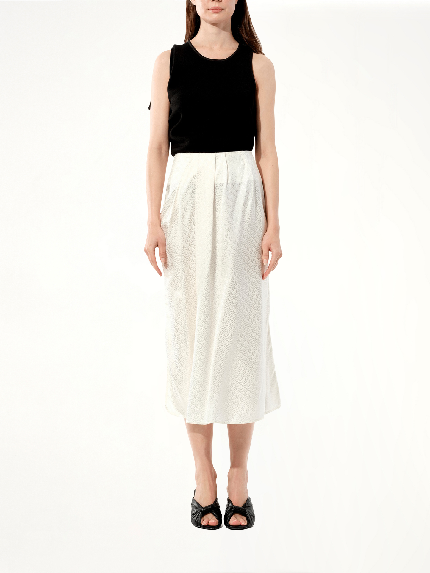 Mix Satin Skirt in White